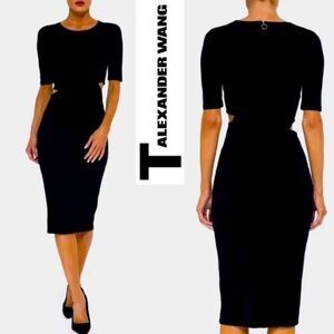 T by Alexander Wang Black Cutout a midi Dress​​​​​